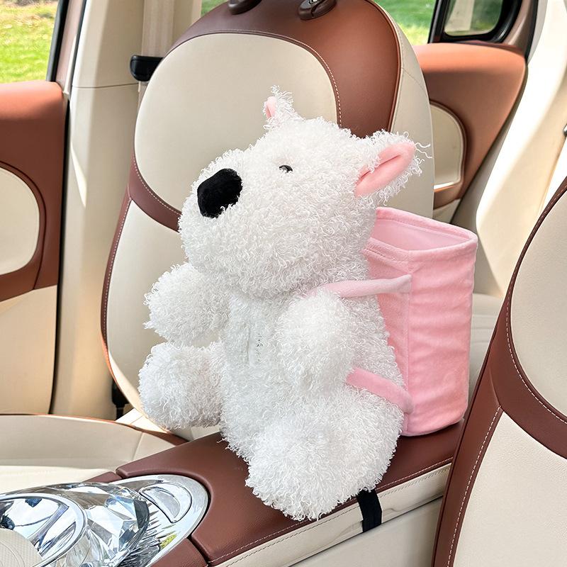 Cute Cartoon Capybara Plush Car Tissue Box Storage Bucket