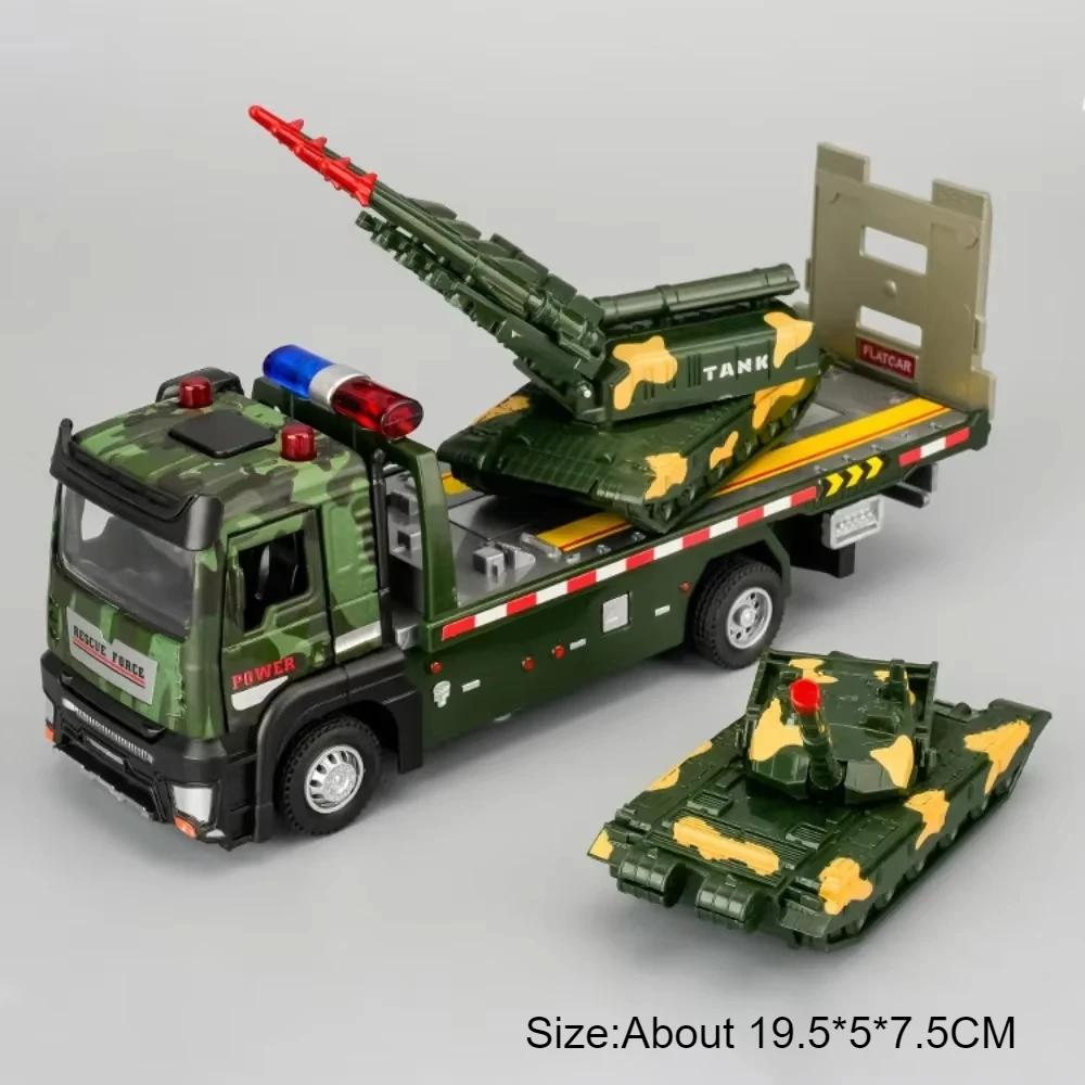 

Scale 1:32 UAV Launch Tank Transport Model Car Toy Music Light Pull Back Doors Opened Military Vehicles Models for Kids Trucks
