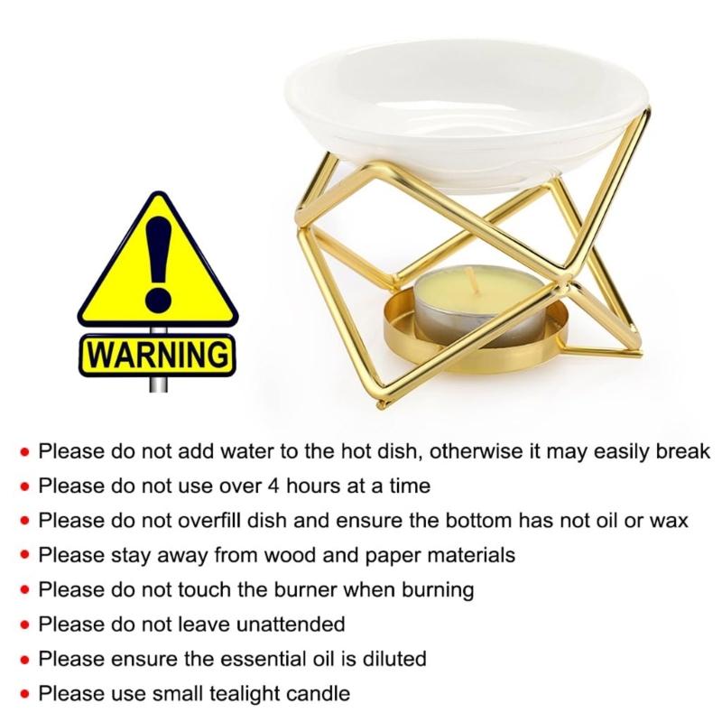 Aromatherapies Diffuser Wax Melt Burners with Ceramics Bowl Metal Tealight Holder Rack for Enhancing Home Aesthetic