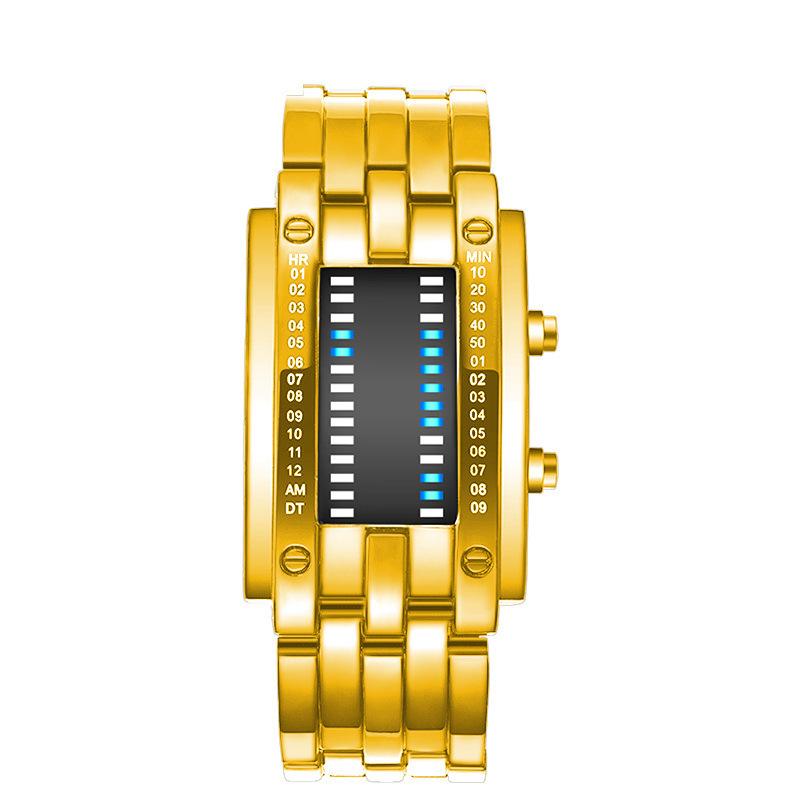 Trend Led Iron Man Dual Line Binary Fashion Student Couple Personalized Electronic Watch