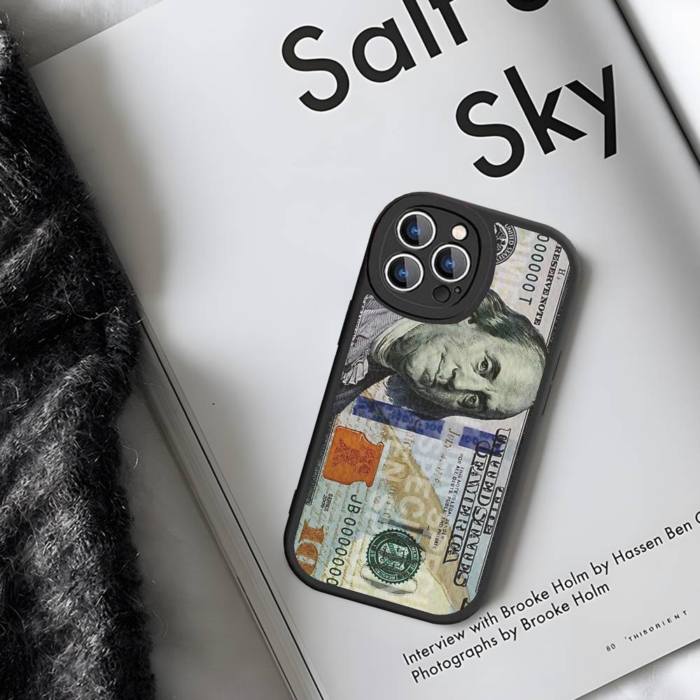 Dollar Bill Illustration Graphic Leather Phone Case For IPhone 16 14 15 Pro Plus 13 12 11 Pro Max Silicone Cover