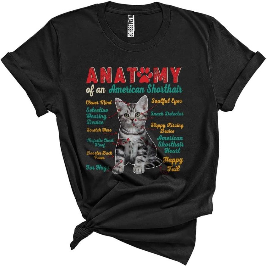 

Vintage Anatomy of an American Shorthair Funny Matching Father s Day Mother s Day Cat Pet Owner Lover Unisex T-Shirt Black XXXXXL різнокольоровий
