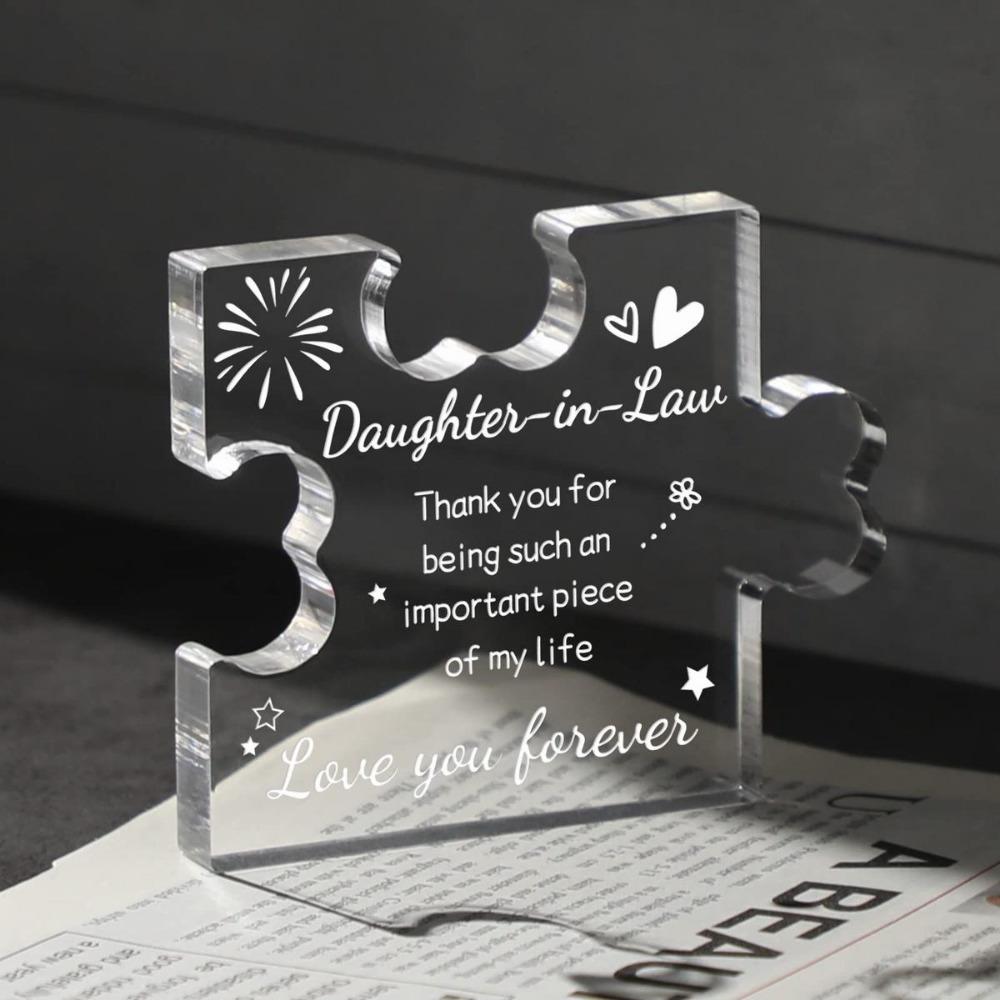 Daughter-in-Law Acrylic Puzzle. Birthday or Christmas desk decor gift from mother-in-law.