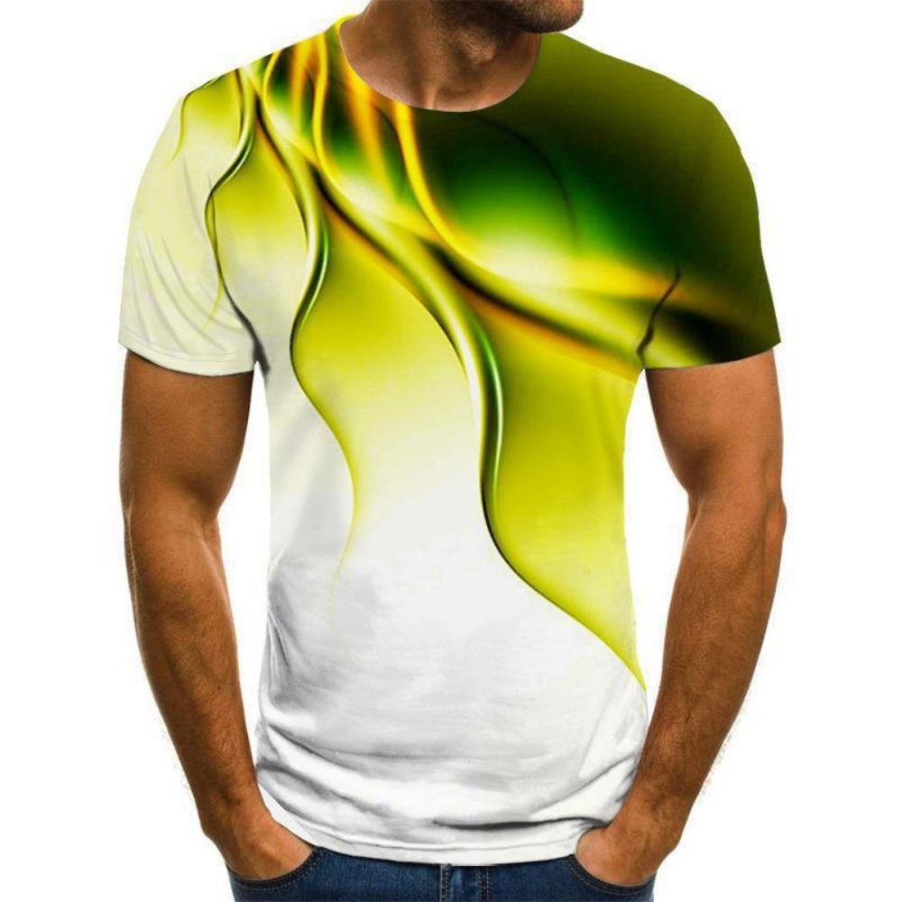 Summer hot selling 3D camouflage line printed men's sports and leisure round neck short sleeved T-shirt