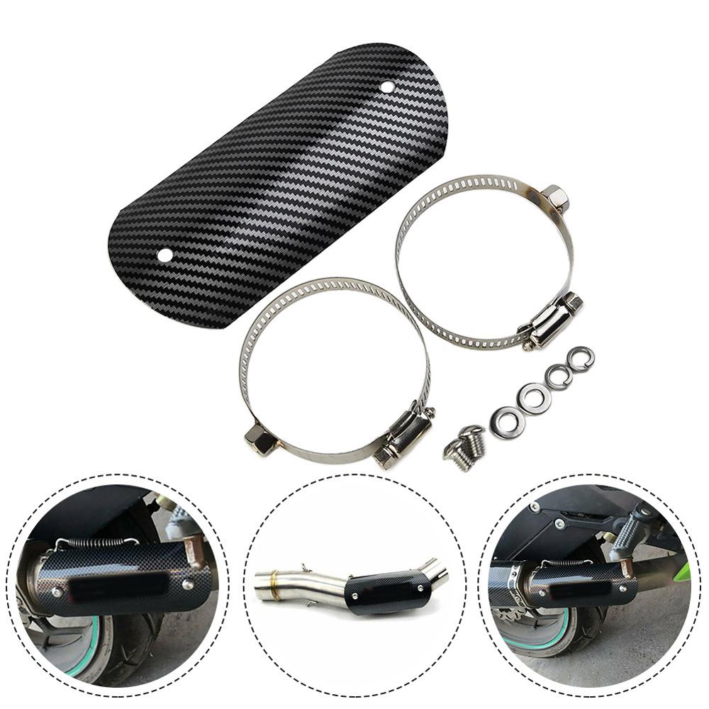 Motorcycle Exhaust Middle Pipe Heat Shield Muffler Protector Guard Carbon Style