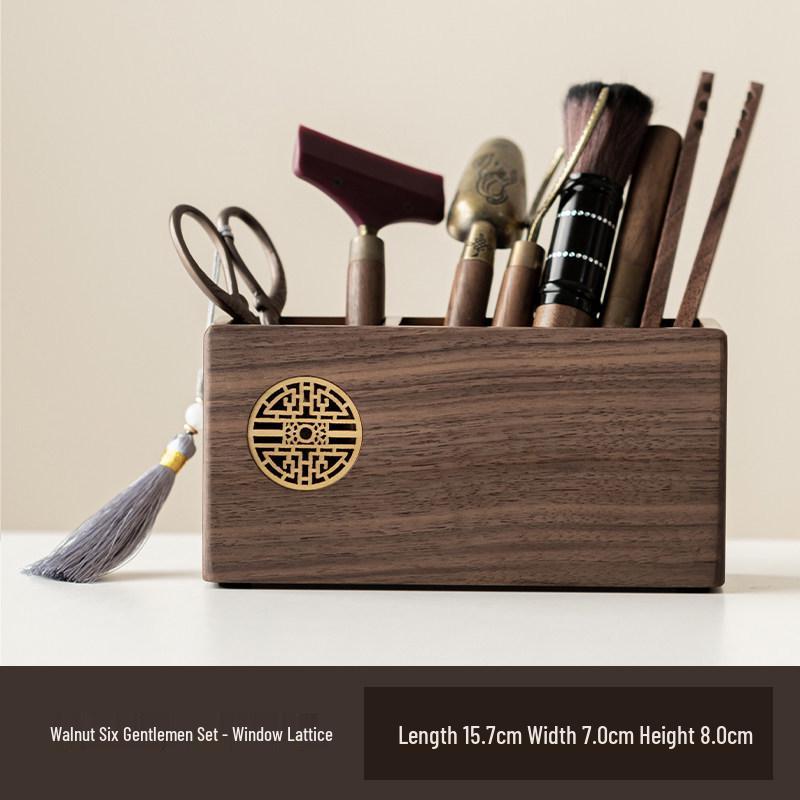 Walnut Wood Tea Ceremony Set: Kung Fu Tea Accessories - Tea Knife, Tea Tongs & Brewing Tools. No Specification