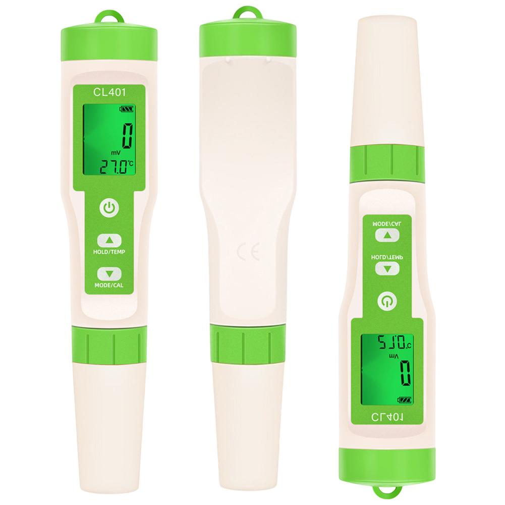 4 In 1 Water Quality Tester Digital Display CL/ORP/H2/TEMP Test Meter Auto Calibration Water Test Pen for Swim Pool Water Tester
