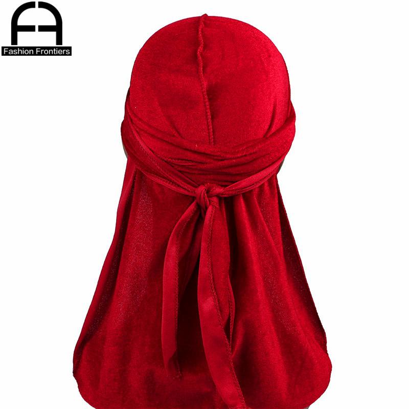 Unisex Men Women Velvet Durag Extra Long Tail Summer Breathable Bandanas Hat Waves Hair Cover Do Du Rags