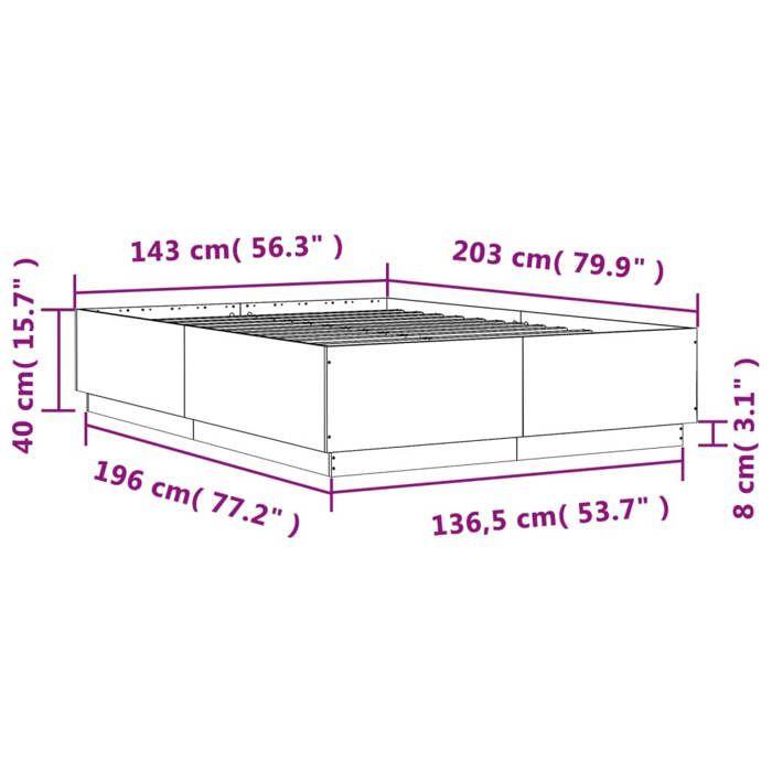 VidaXL Bed Frames, Double Bed with Slatted Base, Adult Bed, Bedroom Furniture, Modern, Sonoma Oak 3209704