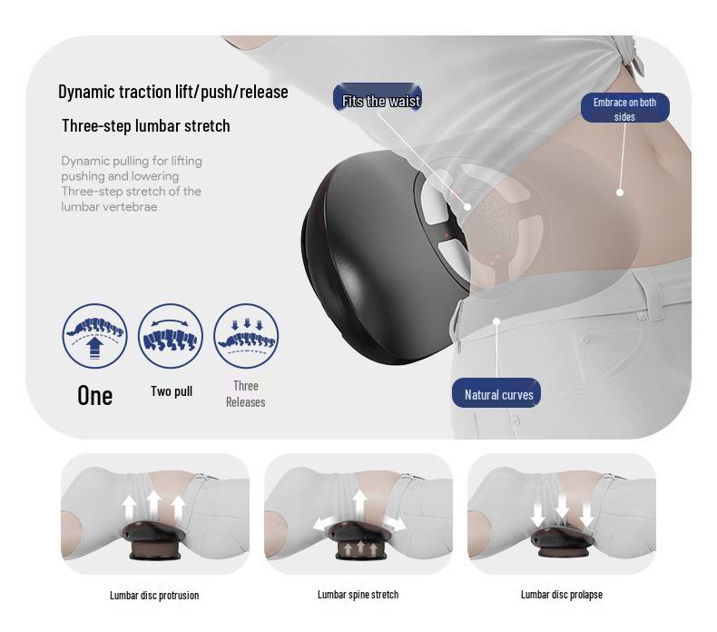 Lumbar Support Heated Waist Massager Pillow with Multi-Function Massage and Charging Capability