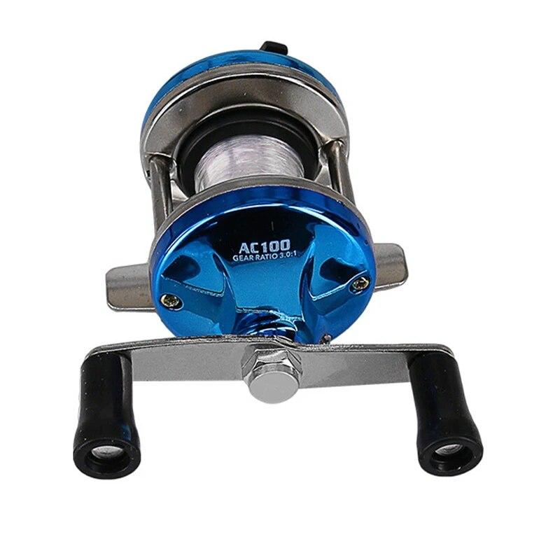 New Mini Winter Ice Fishing Wheel Double Rocker Arm Metal Main Body with Line Ice Pole Drum Bait Runner Fishing Reel Cast Drum Wheel