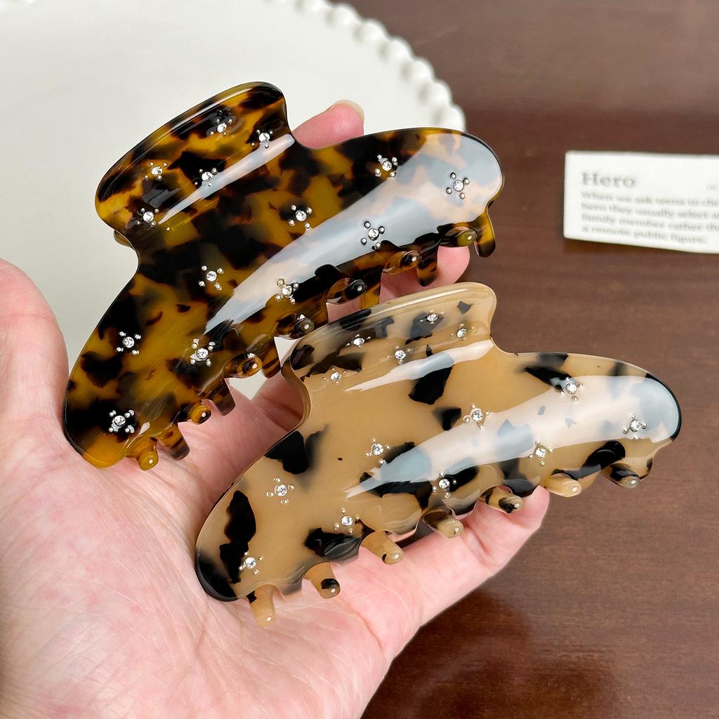 Stylish Acetate Rhinestonedecorated Hair Claw Clip For Elegant And Trendy High Ponytails