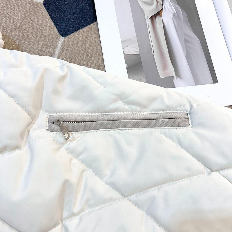 Unisex Retro Diamond Lattice Stand Collar Padded Winter Jacket