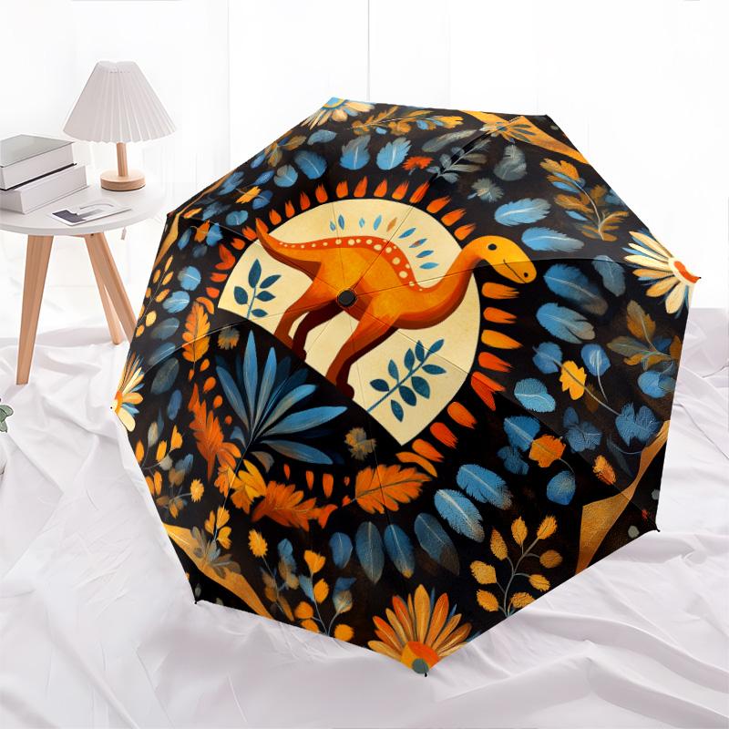 Retro Art  pattern, automatic folding umbrella, portable and foldable design, 8 ribs, a Christmas or birthday gift.