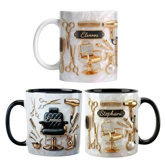 Personalisierte Friseur Tasse Keramik 330ml Friseur Kaffeetasse mit Gold