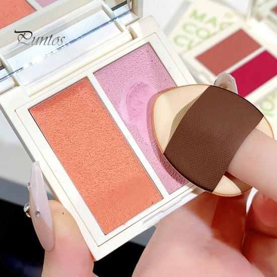 

Женские румяна для макияжа с тонкой пудровой текстурой, долговечные 2-цветные перламутровые румяна, палитра, осветляющие и не размазывающиеся, натуральный макияж, тонированные румяна для лица
