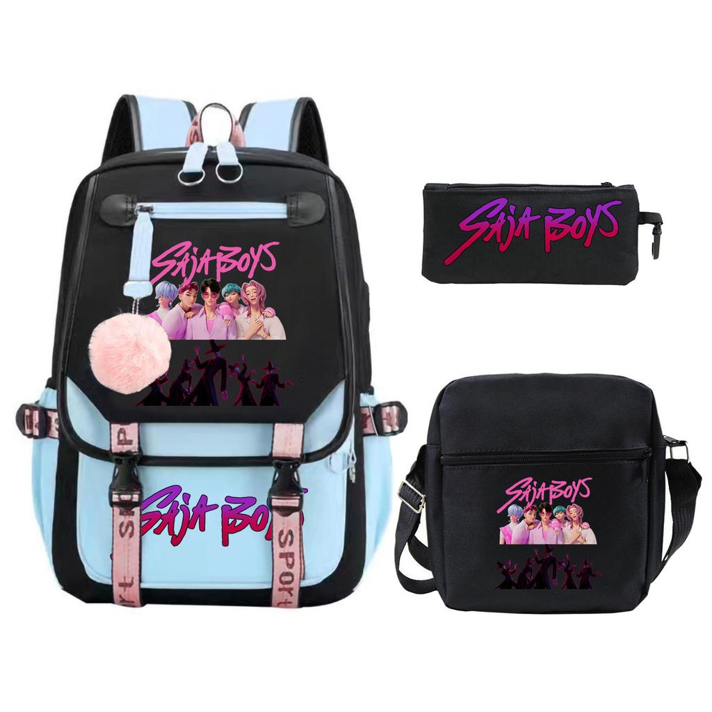 K-Pop Anime Cartoon Portable Shoulder Backpack Student Leisure School Bag Three-Piece Set