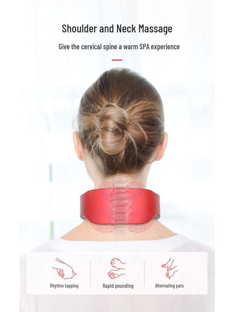 Four-Head Smart Cervical Massager with Hot Compress and Voice Control