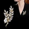 Elegant Faux Pearl Wheat Ear Lapel Pin Brooch - Versatile Anti-Exposure Women's Accessory