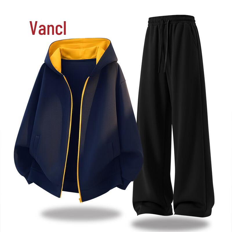 VANCL Men's Casual Hooded Zipper Sweatshirt and Pants Set