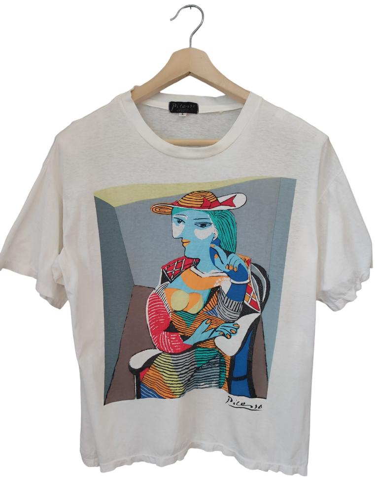 Vintage Pablo Picasso Painting Art Original Picasso Chicago pilsener Baderbrau Picasso 90s t shirt 90s picasso hand painting Large size