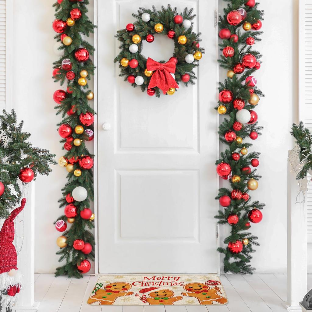Weihnachten Fröhliche Fußmatte Lebkuchenmann Cartoon Rutschfeste Eingangsfußmatte Innen Außen Teppich Heimdekoration