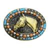 49MD Cowboy Belt Buckles for Men Women Cool Horse Head (Silver/Bronze)