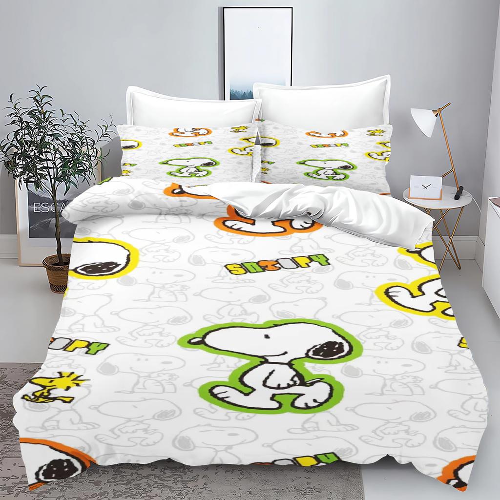Snoopy 3-Piece 1 Quilt Cover Set 3D Children'S Home Decor Bedding Set Cotton Covers 100% Polyester