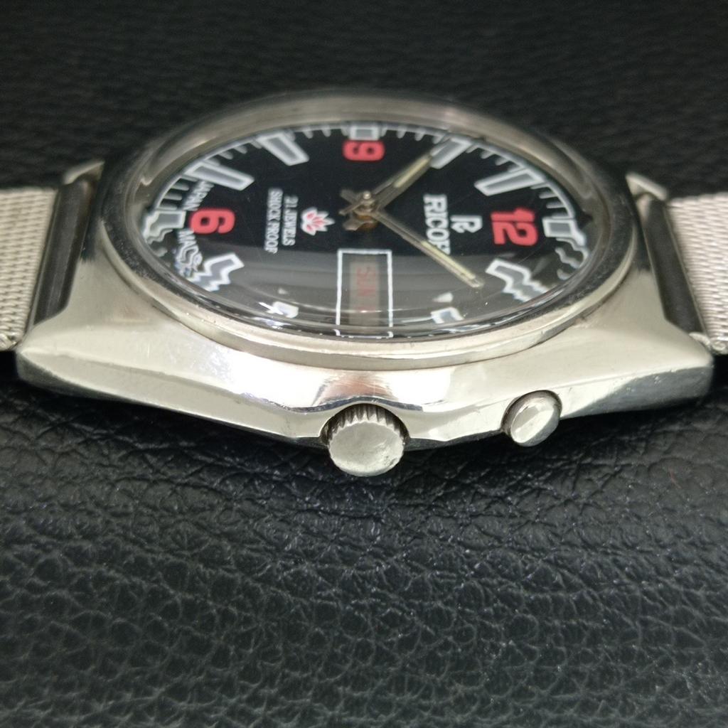 AUTOMATIC VINTAGE RICOH R31 JAPAN MENS BLACK COLOR DIAL WATCH a707631-1