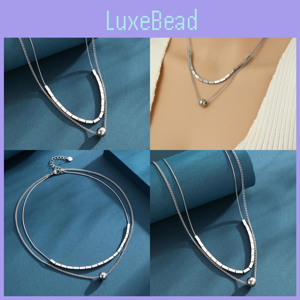 Trendy 2024 Geometric Shaped Titanium Steel Layered Necklace For Men And Women