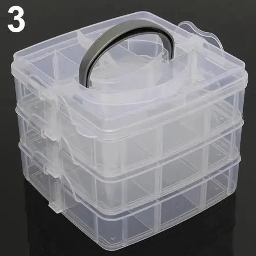 3 Layers 18 Compartments Clear Storage Box Container Jewelry Bead Organizer Case Rangement Cajas organizadoras Plastic box