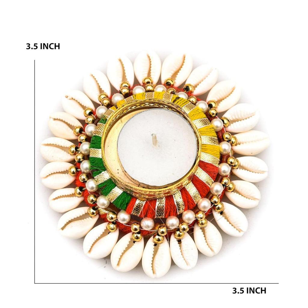 Handmade Metal Tea Light Candles Holder for Diwali Decorations - 4 Pcs Heavy Design Decorative Diya Tealight Candle Holder
