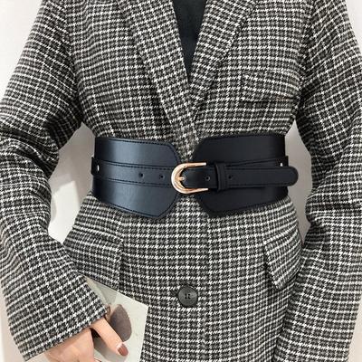 Fashion Women Wide Belt Elastic Stretch Leather Pin Buckle Corset Belt Female Ladies Black Straps