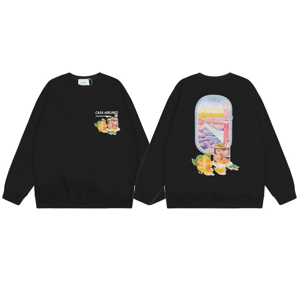 CASABLANCA Unisex Letter Print Terry Sweatshirt, New Style Round Neck