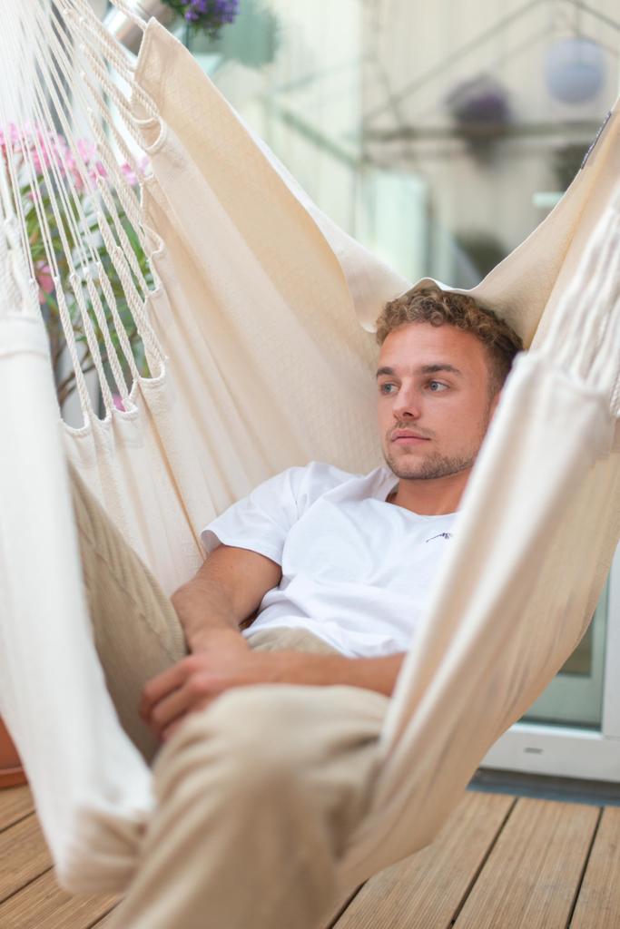 LA SIESTA Havana Hammock Comfort Size Made with Organic Ideal for Sitting or Hanging or 130kg Weight Chair, (L), Latte/Off-White (Indoor Use, Cotton),
