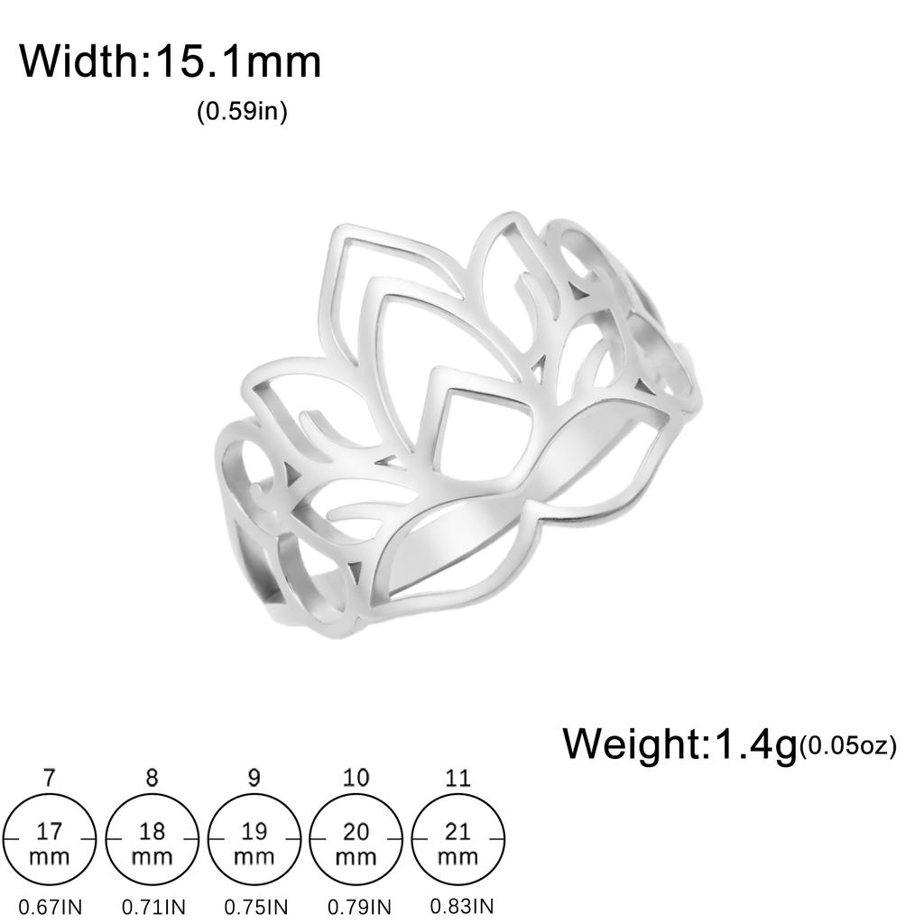 COOLTIME Women Lotus Ring Stainless Steel Buddhism Yoga Lucky Finger Ring Amulet Jewelry Gift