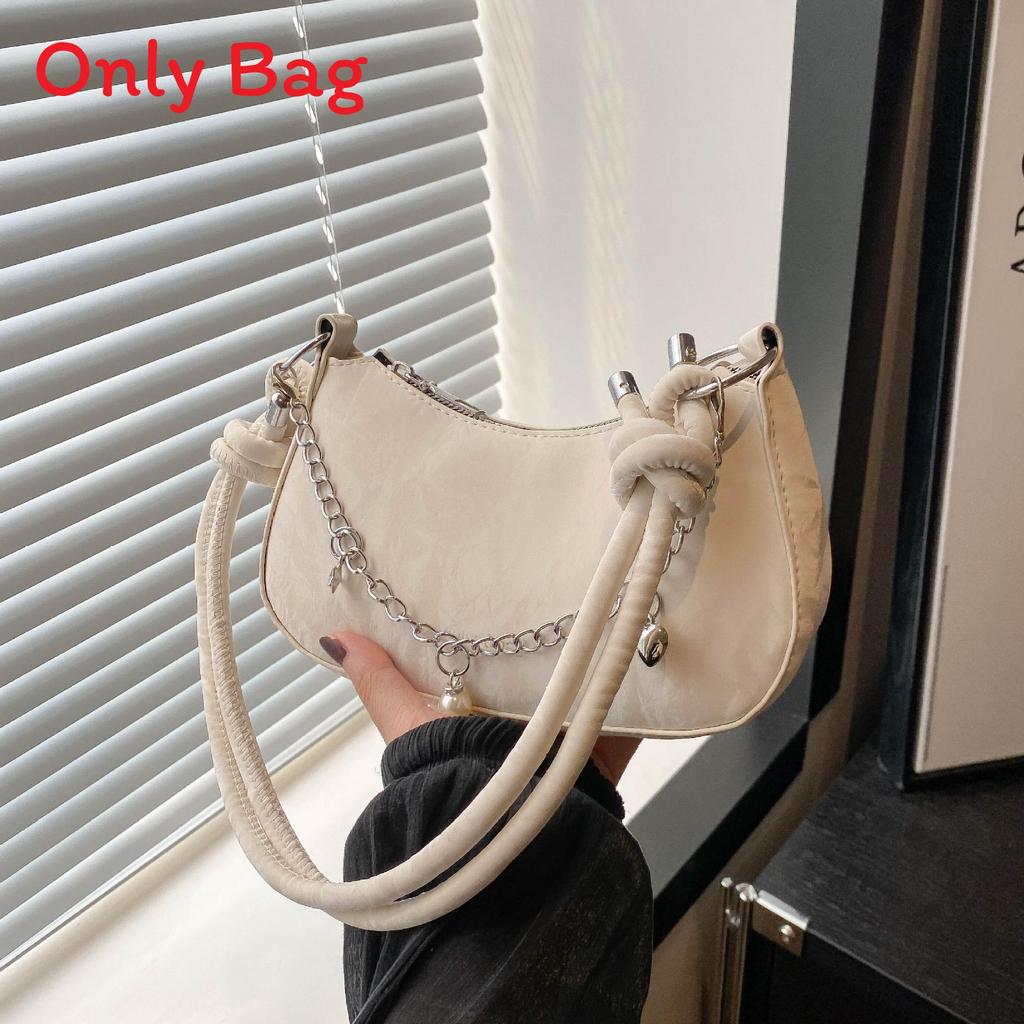 Street Style Pu Shoulder Bag For Women With Chain Strap And Zipper Closure