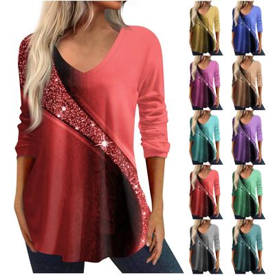 3/4 Sleeve Shirts For Women Retro Print Graphic Tees Blouses Casual Plus Size Basic Tops Pullover