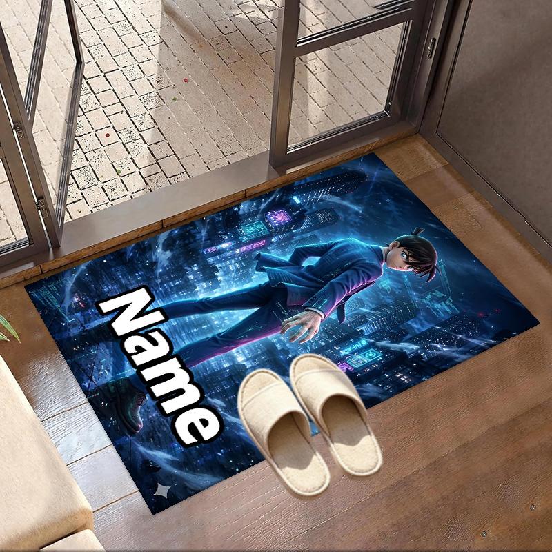 Benutzerdefinierter Name Personalisierter Detective Conan Druck Teppich, Vielseitiger Heimdekor Teppich, für Spielzimmer, Wohnung, Balkon, Eingangsbereich, Flur Geschenk