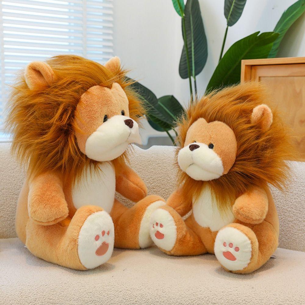 PP Cotton Stuffed Lifelike Lion Doll Fluffy Forest Animals Stuffed Doll  Children Girl