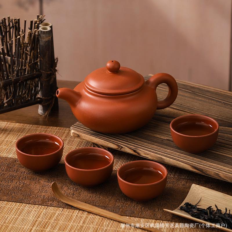 Classic Antique Style Red Clay Zisha Teapot for Office and Home Brewing