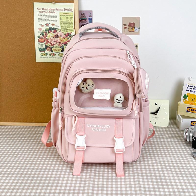 Spring New Student Backpack Japanese Solid Color Small Fresh Junior and Senior High School Student Bag Large Capacity Backpack.