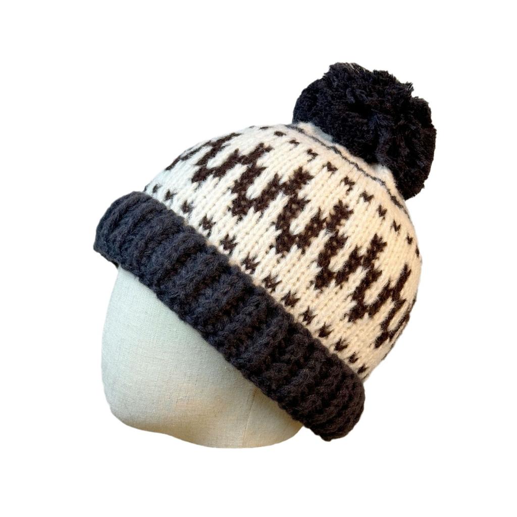 Korean Style Knitted Hat for Cold Protection Versatile Wool Ball Retro Jacquard Wool Hat Women's Autumn and Winter Thickened Warm Ear Protection Hat
