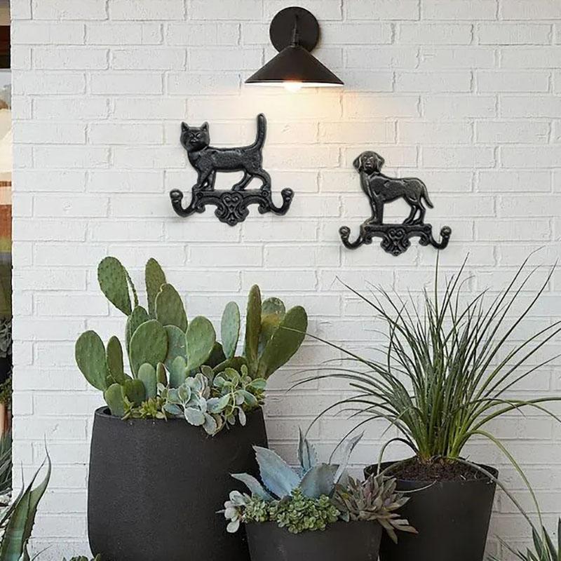 WTEMPO Simple Retro Cat/dog-shaped Hooks Creative Outdoor Courtyard Garden Wall Decoration Home Key Hooks Wall Hangings