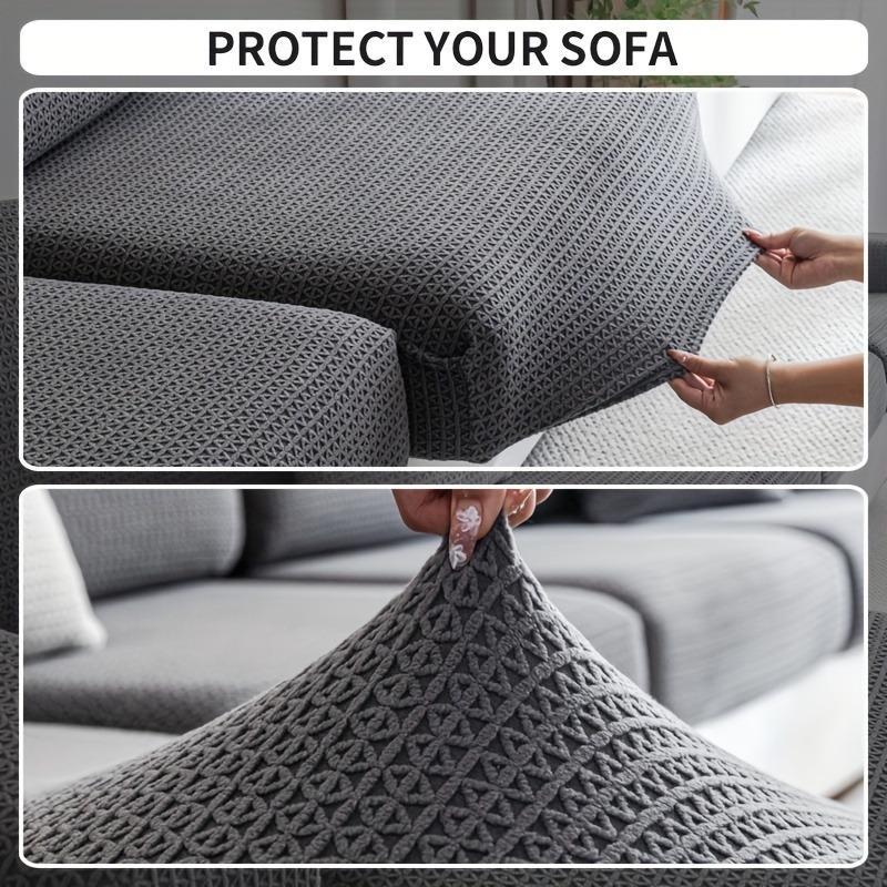 1Pc Stretch Sofa Cover - Modern Non-Slip Couch Protector, Elastic Slipcover For Living Room, Fits L-Shaped & All Seat Sofas