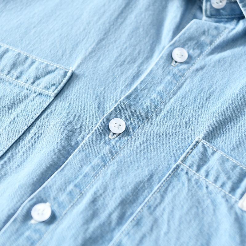 Simple Short-Sleeved Shirt For Men Casual Youth Denim Shirt Jacket For Men
