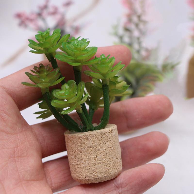 1:12 Dollhouse Simulation Flower Plant Potted Model Doll Home Miniature Green Plants Garden Decor Micro Landscape Ornament
