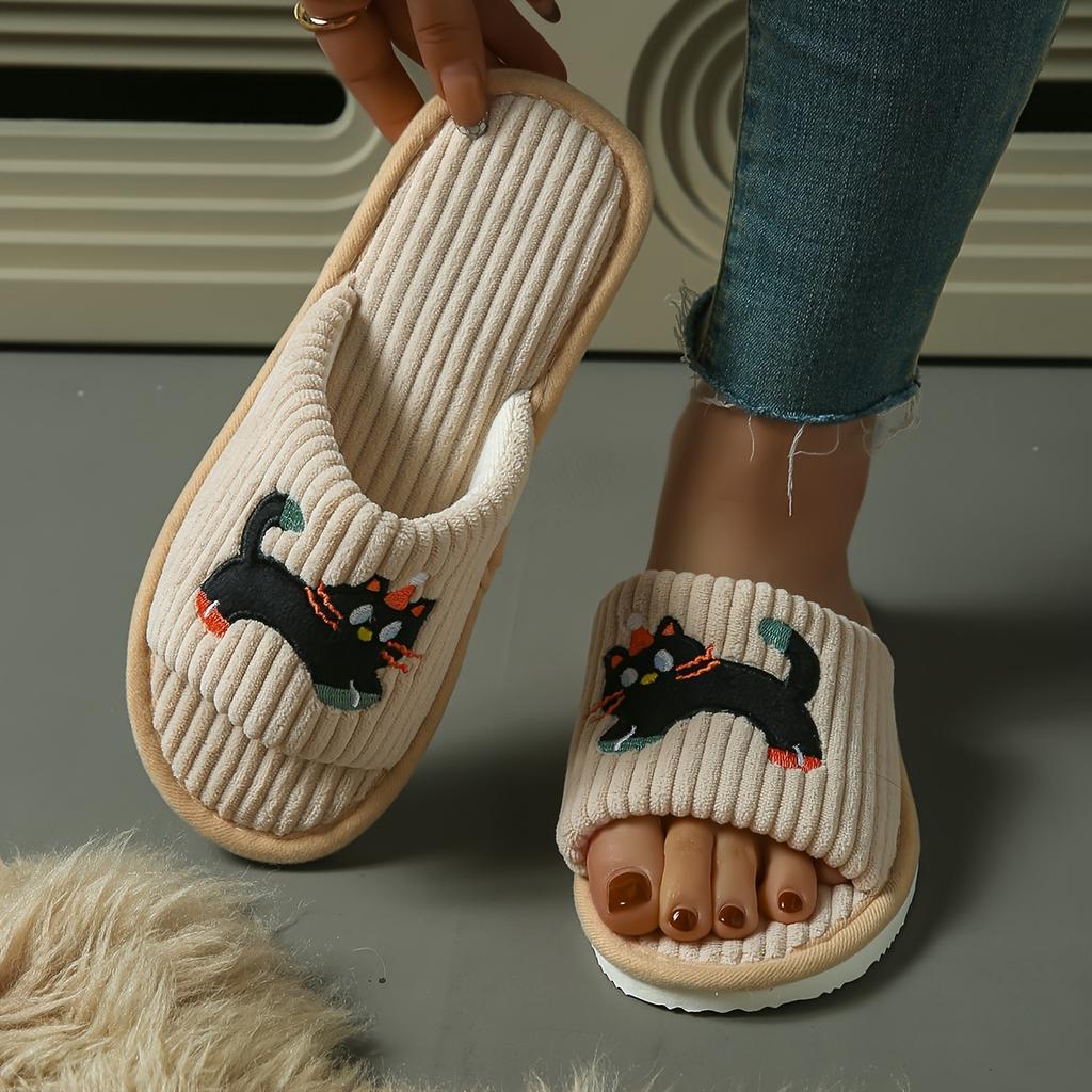Modische Niedliche Kätzchen Slipper Rutschfest Bequem für Zuhause und Schlafzimmer Hausschuhe Verspieltes Katzen-Design Weiche Stoffhausschuhe Niedliche Hausschuhe