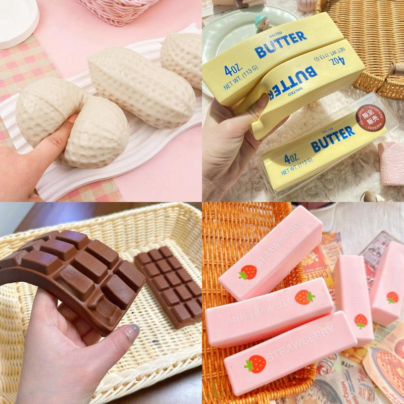 Toys Squishy Cheese Butter Chocolate Squishy Ornament Soft Fidget Peanut Squishy Stress Ball Decorations Party Favors
