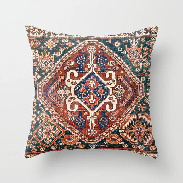 Ethnic Style Pattern Square Polyester Pillowcase, Sofa Living Room Decorative Cushion Cover, Bedroom Bedside Pillow Cover